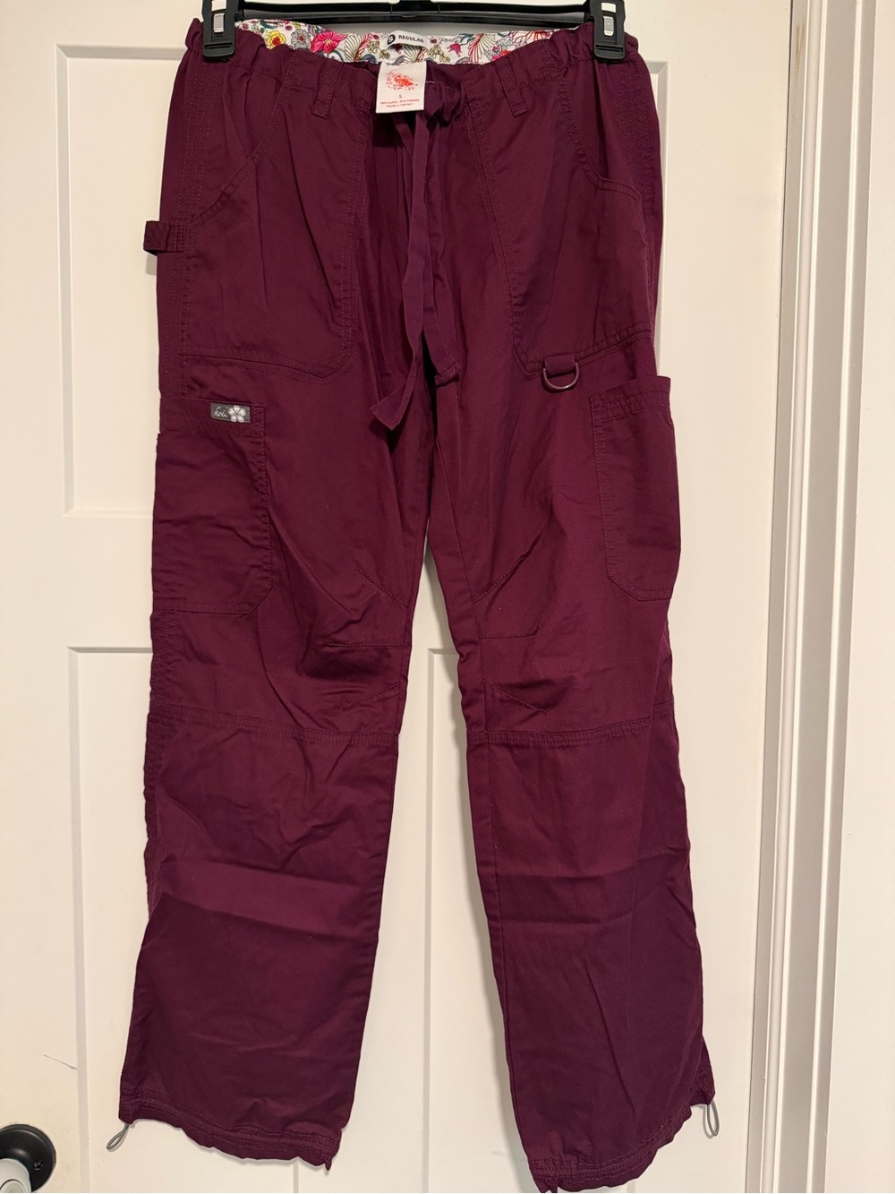 Koi Cargo Scrub Pants in Deep Plum small regular